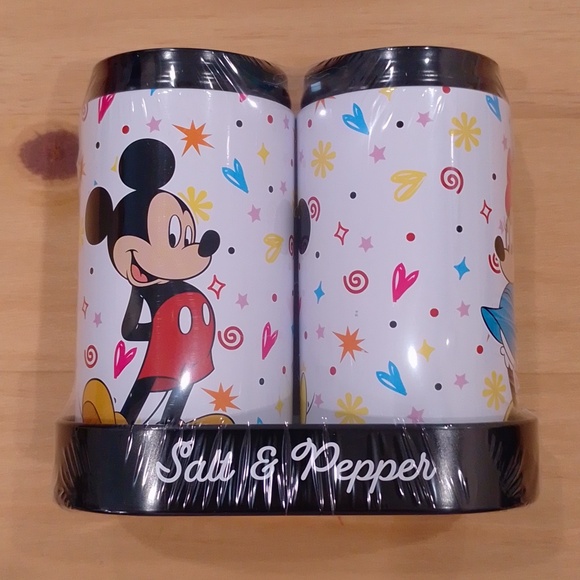 Mickey Minnie Mouse Salt and Pepper Shaker Set Metal Tin - Picture 2 of 8